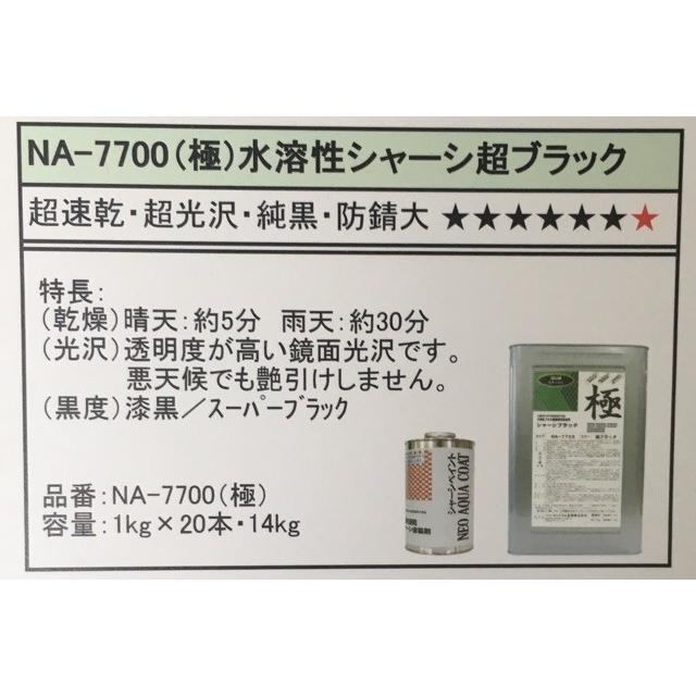 水溶性アルキッド樹脂塗料 シャーシ超ブラック ネオアクアコート NA-7700 14kg メーカー直送 代引不可 ※送料別途必要 商品情報ご必読下さい  :136:紅屋商会 - 通販 - Yahoo!ショッピング