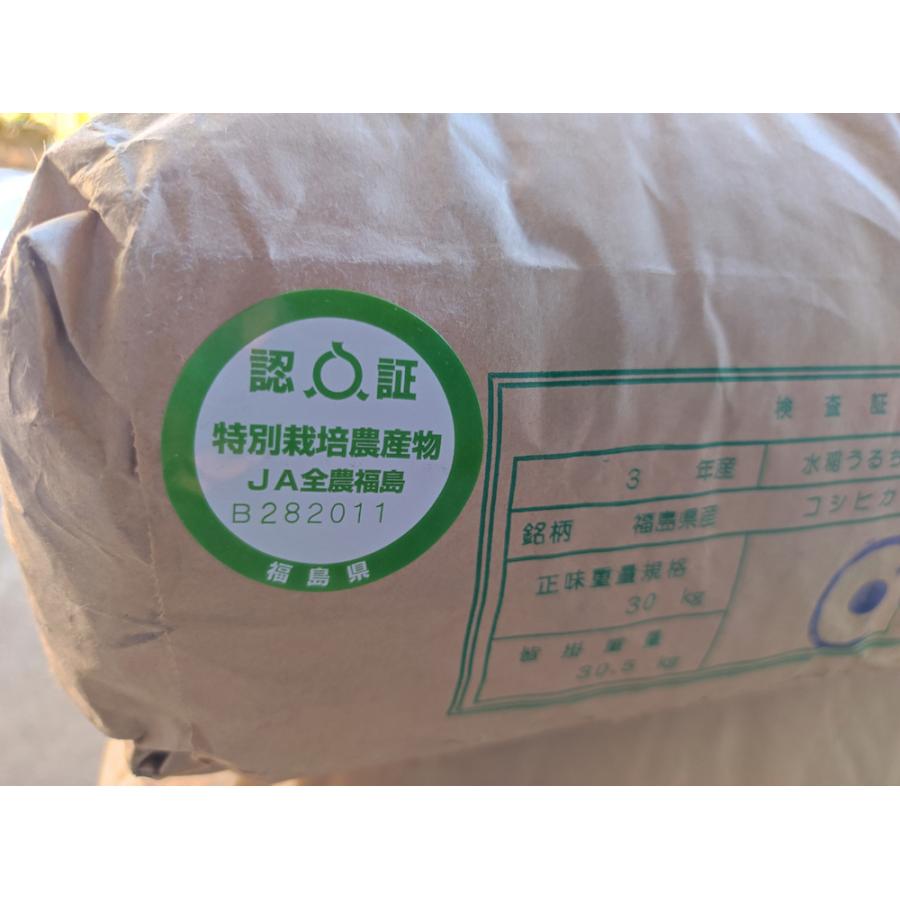 特栽米減農薬80%以下 コシヒカリ 玄米 福島県令和6年産 20kg