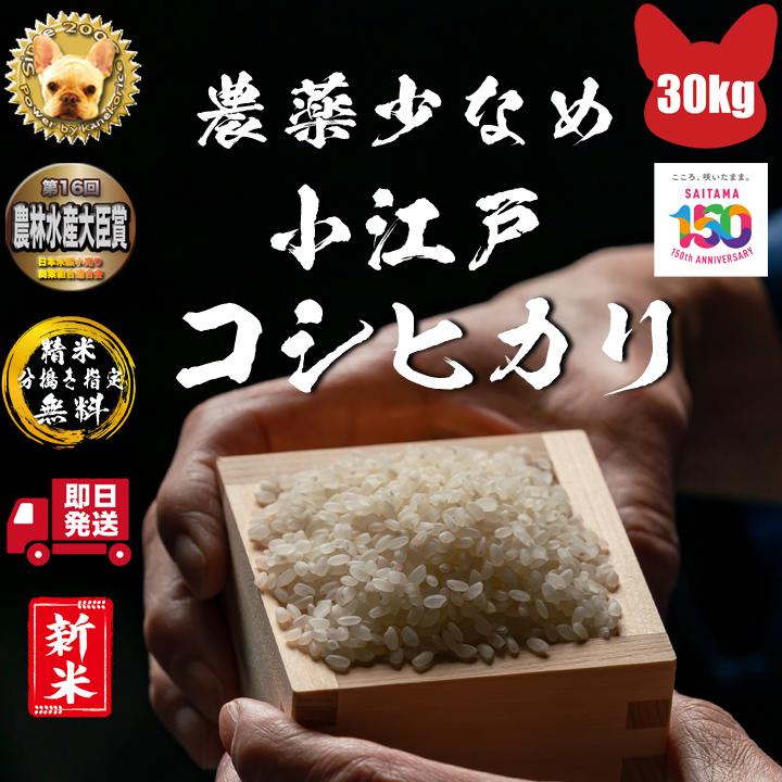 コシヒカリ 令和6年 農薬少なめ 小江戸 玄米 30kg 埼玉県産 : 弁 コシヒカリ 令和6年 農薬少なめ 小江戸 玄米 30kg 埼玉県産 : 弁