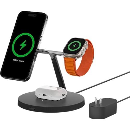 Belkin 3in1 MagSafe充電器 高速充電 WIZ017dqBK Belkin 3 in 1 MagSafe充電器 最大15W高速充電 ワイヤレス