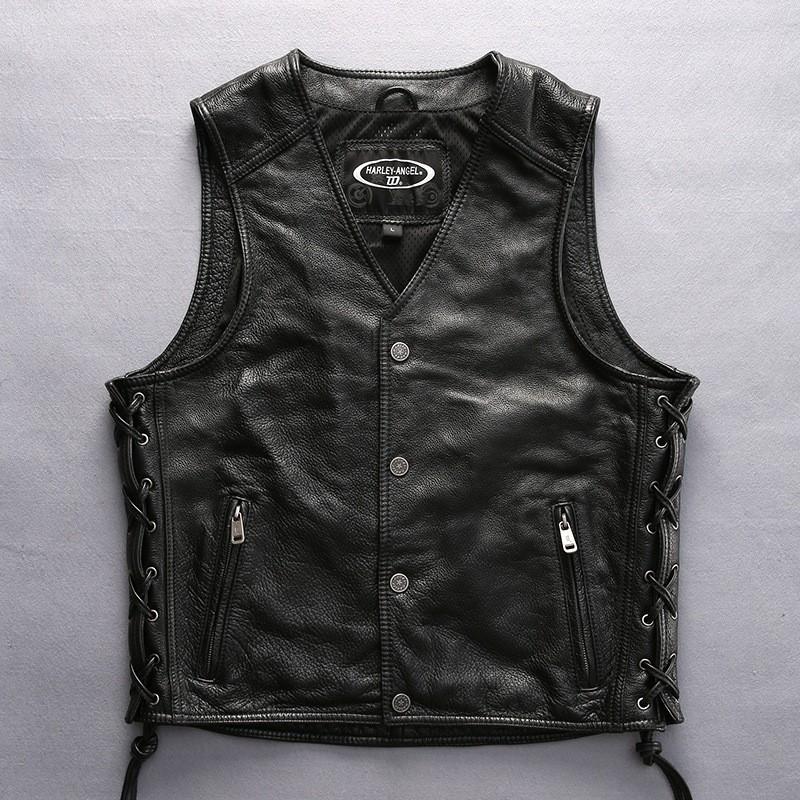 話題の人気 バイクベスト ライダースジャケット 本革 レザーベスト ベスト 革ジャン 新品メンズ 黒 ブラック 春秋 高級牛革 革ジャン レザージャケット サイズ Xxl Www Collectiviteslocales Fr