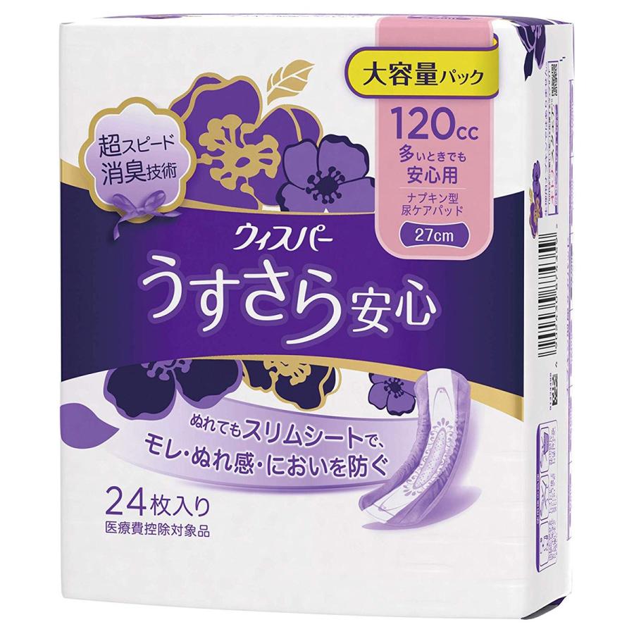 ウィスパー うすさら安心 120cc 24枚入り10パック ウィスパー うすさら安心 女性用 吸水ケア 120cc 多いときでも安心用