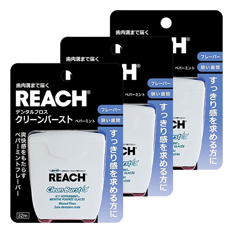 リーチ デンタルフロス クリーンバースト ペパーミント 32m×3個セット メール便送料無料（Yahoo!・くすりの勉強堂）