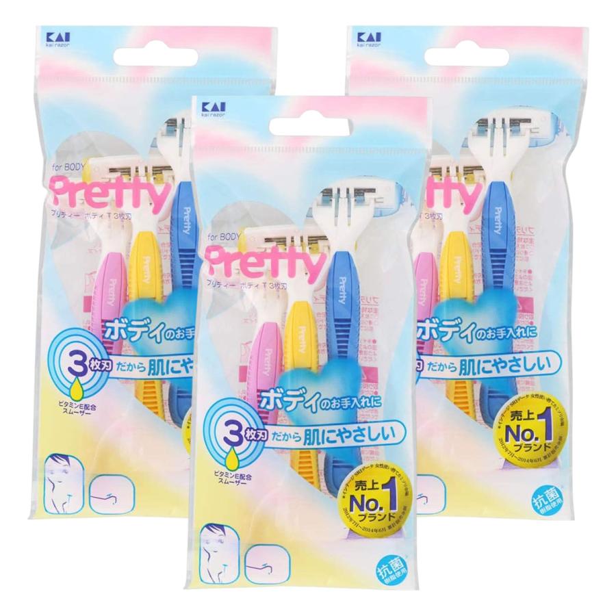 貝印 Pretty プリティーボディT 3枚刃 3本入×3個セット メール便送料