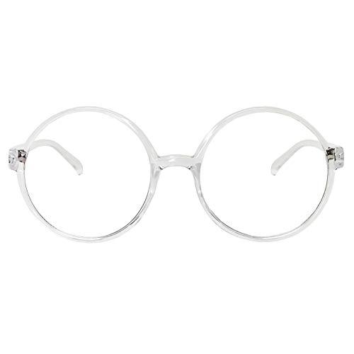 大きな丸型めがね大きめ小顔効果丸メガネ丸眼鏡伊達メガネレンズUVカット機能復古デザインファッションクラッシク (クリア 30571)