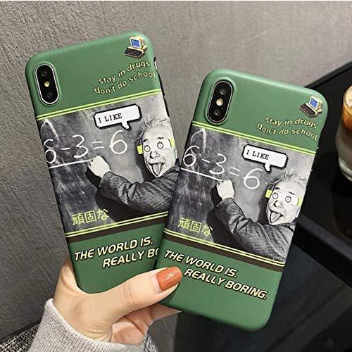 iPhone8plus ケース/iPhone7plus ケース おかしい絵を描く アインシュタイン にしきごいファッションカップル TPU素材 I