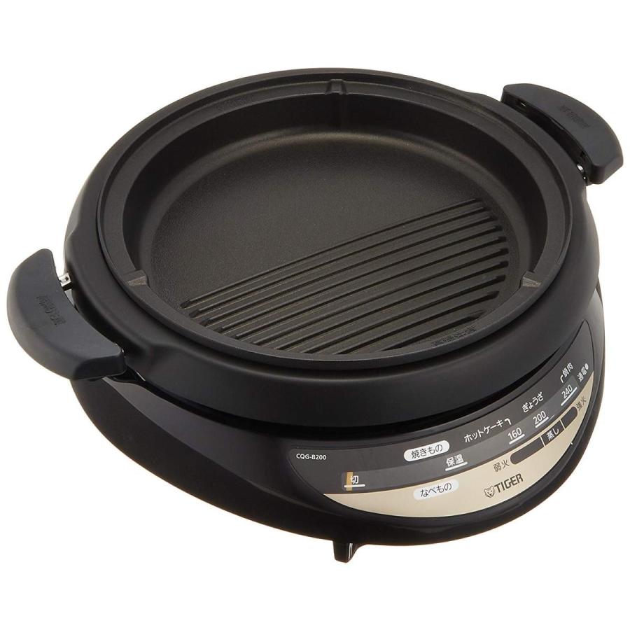 タイガー グリル鍋 3.7L プレート 2枚 タイプ 深鍋 焼肉 プレート 蒸し台 蓋 付き ブラウン CQG-B200-T