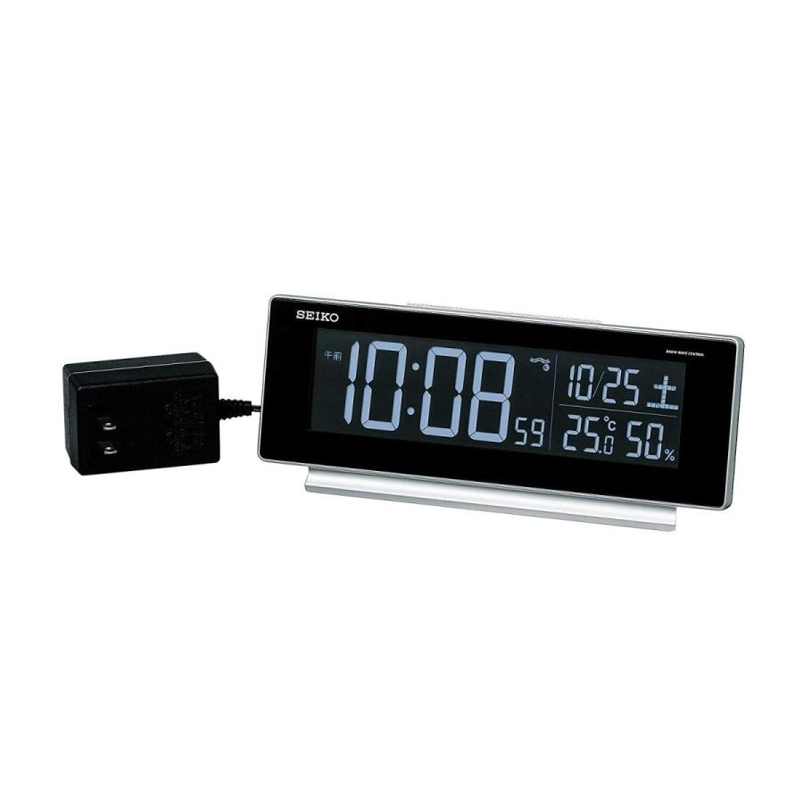 ２セット以上購入で、おまけ１本 セイコー クロック 目覚まし時計 電波 デジタル 交流式 カラー液晶 シリーズC3 銀色 メタリック DL207S  SEIKO