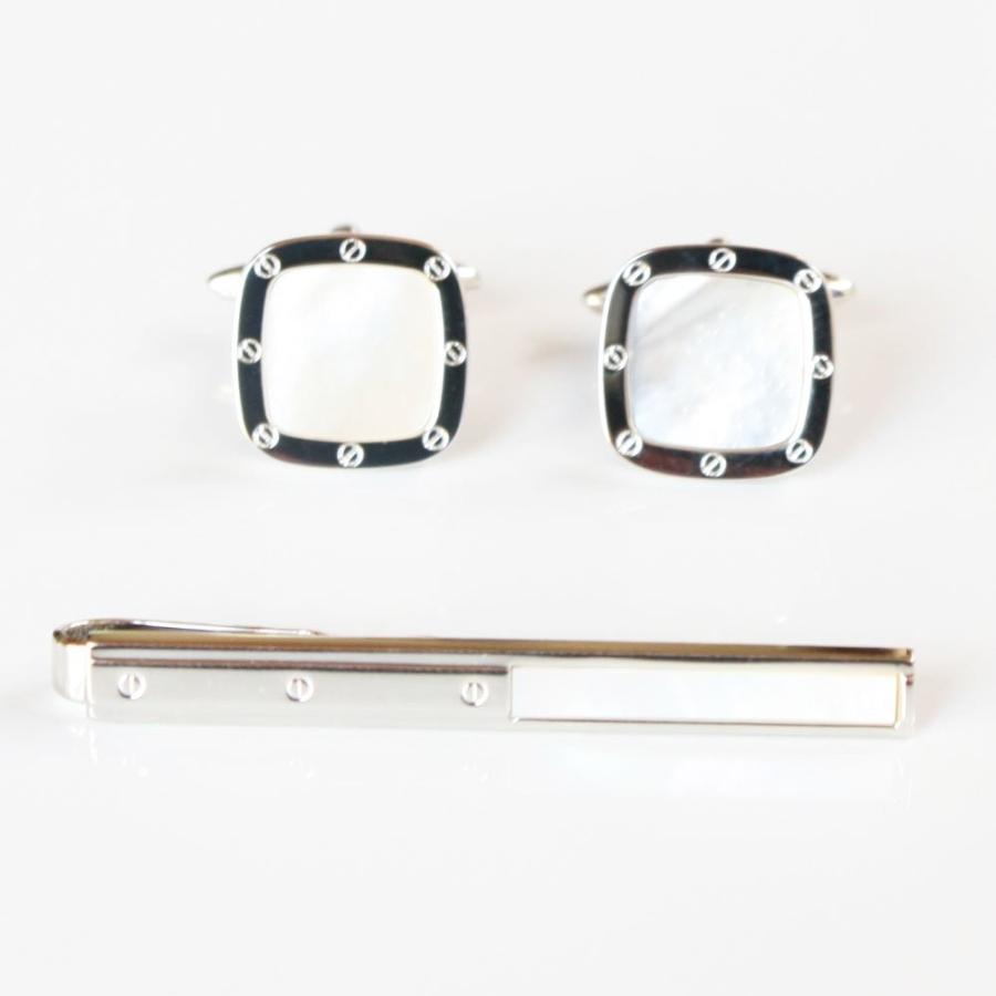 鎌倉カフス工房 MOPネクタイピン スクエアーMOPカフスセット ed139ed101