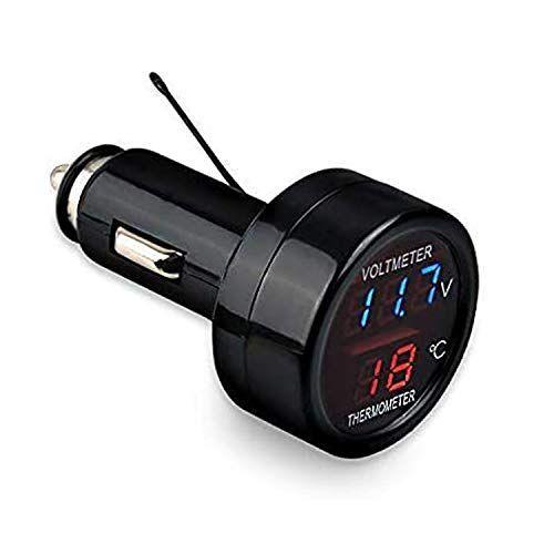 Bquel デジタル電圧計 2in1 12v 24v Led シガーソケット ブルー レッド 温度計 車 車内 車載 Seal限定商品 温度計