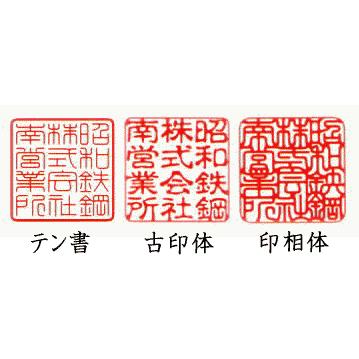 法人印鑑 ケース付 黒水牛 角印 天丸 21mm会社印 イタリアンワニ ケース付きの画像