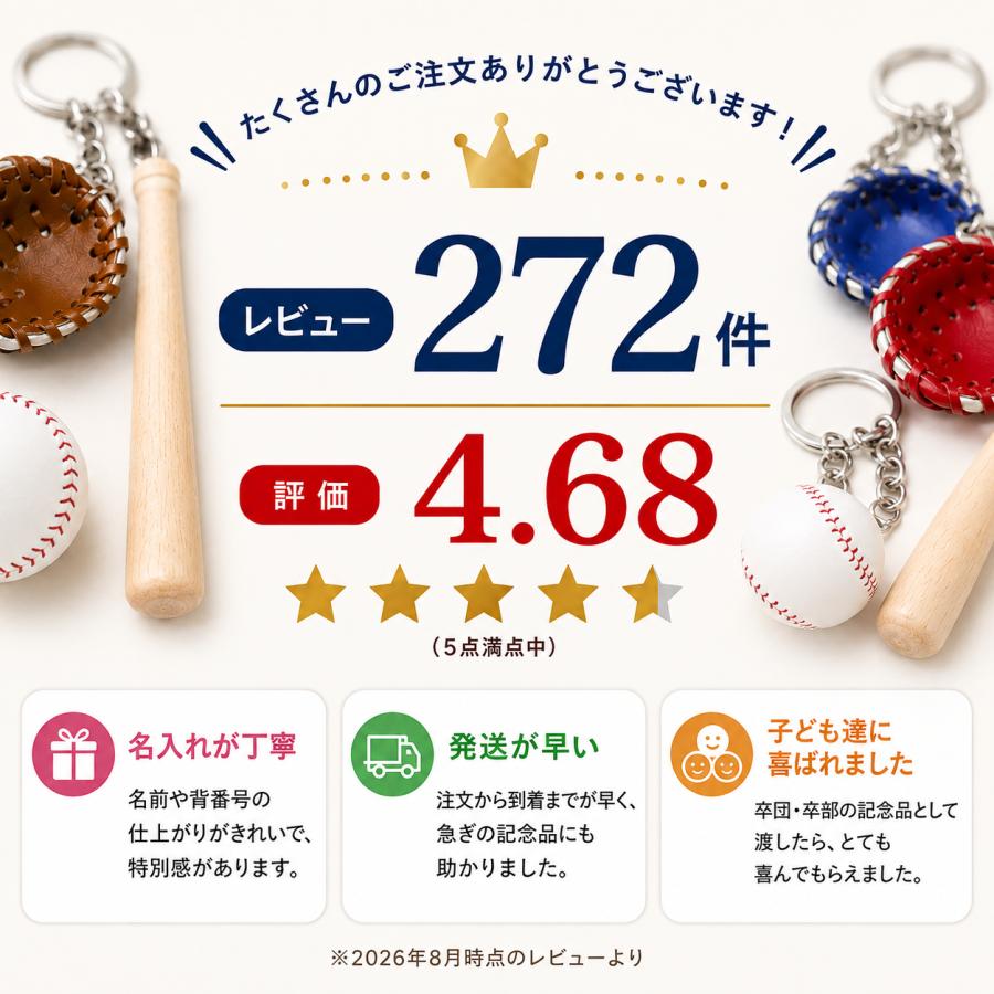 野球 卒団 記念品 名入れ 野球キーホルダー 革製グローブ バットと