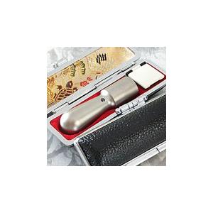 法人印鑑 ケース付 チタン 天丸蓋なし 代表者印 18mm 会社 実印 役職印 代表印 銀行印 など 黒色 牛革もみ ケース付き