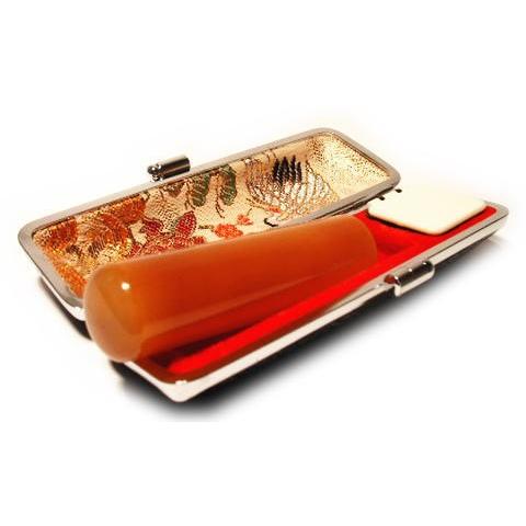 印鑑 はんこ セット 10.5mm 認印 銀行印 シープホーン 羊 牛革もみ 