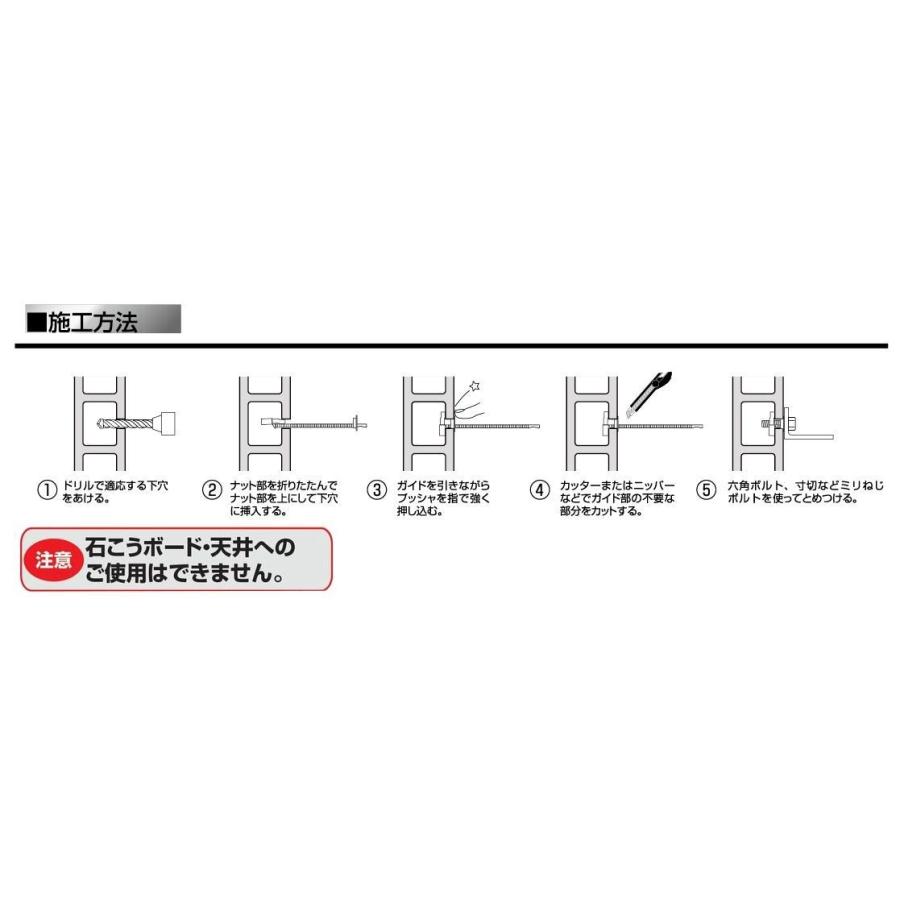 中空建材用メカナットM8（10〜100mm厚用） ステンレス 