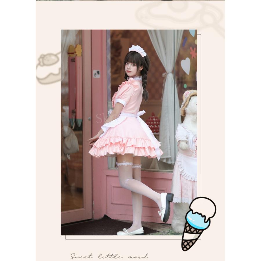 メイド服 5点セット メイド 服 コスプレ 衣装 仮装 女装 フリル