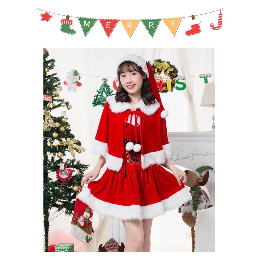 クリスマスコスプレ コスチューム 3点セット ドレス レディース クリスマスコスプレ コスチューム 3点セット ドレス レディース