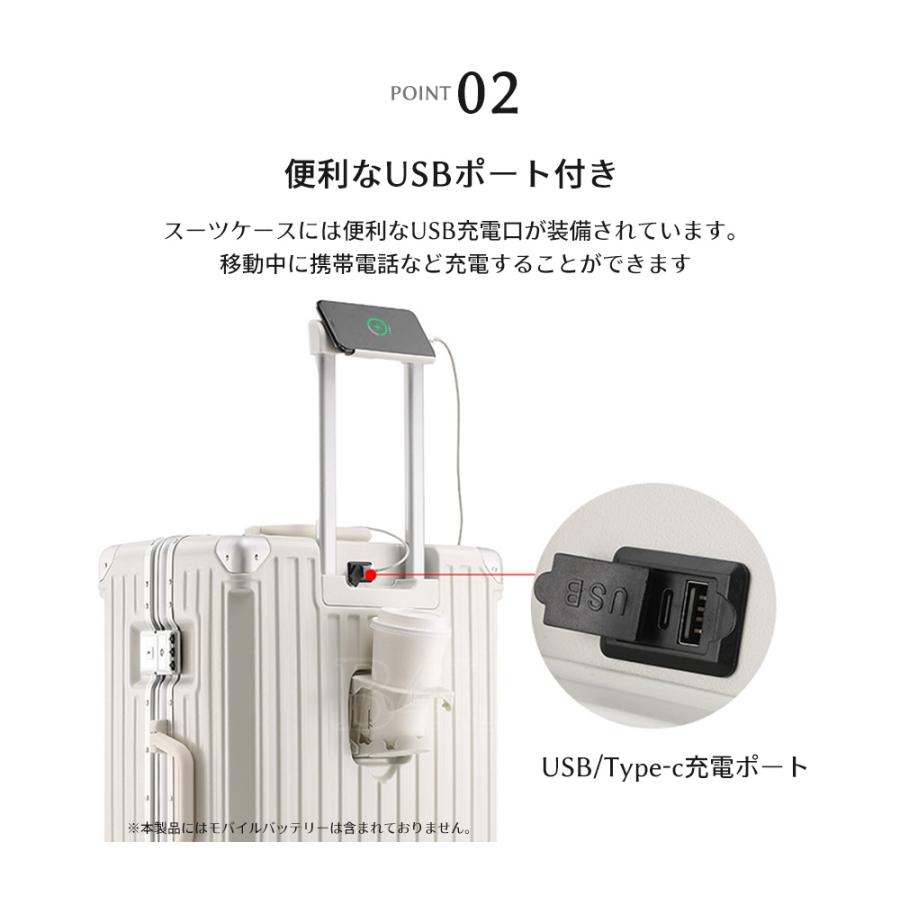 【★数量限定700円OFF♪6/3終了】B4U フレームタイプ スーツケース 機内持ち込み S/Mサイズ USBポート カップホルダー ダイヤル式 静音 軽量 TSA 旅行 大容量の画像