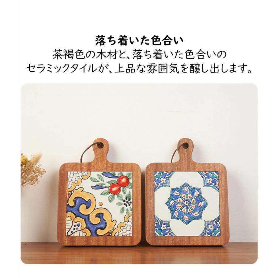 鍋敷き 木製 耐熱 なべしき 鍋布き しきいた 25cm×18cm 鍋用品 タイル