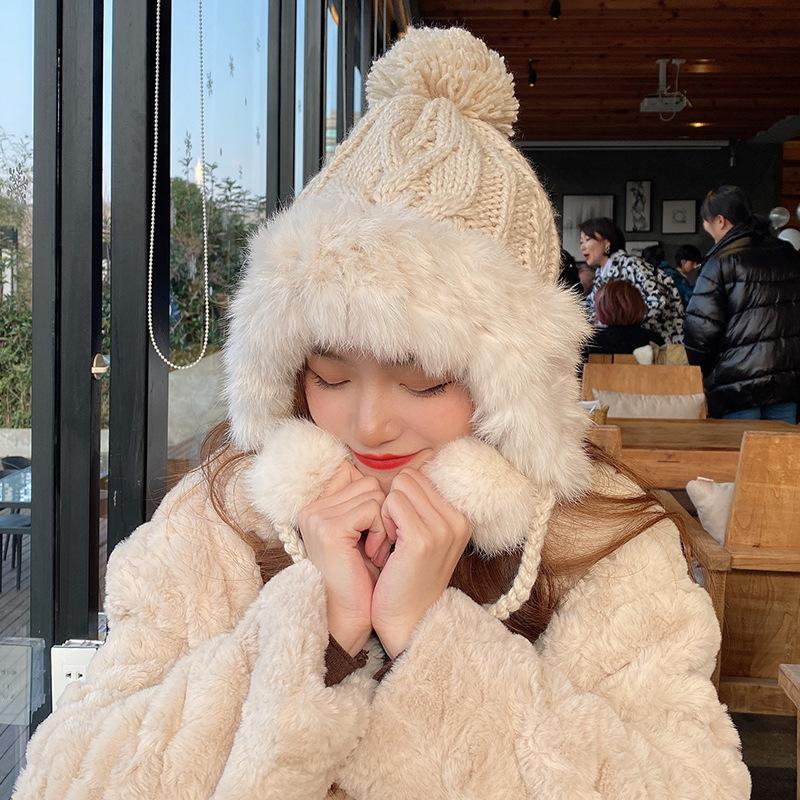ロシア帽 パイロット帽子 耳あて付き 帽子 ニット帽子 フェイクファー