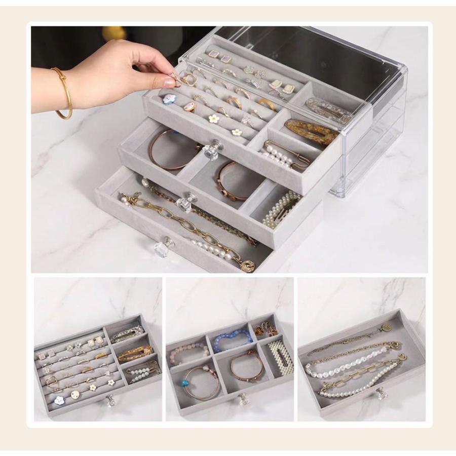 ジュエリー収納ボックス ピアス収納 宝石箱 引き出し式 透明