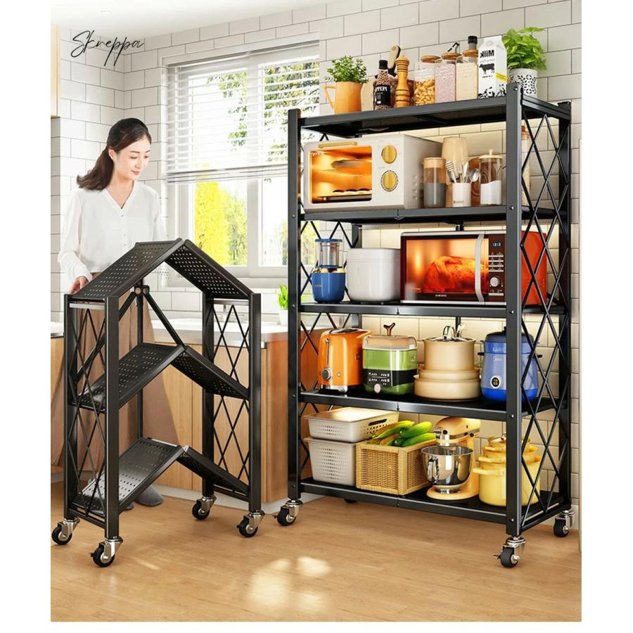 キッチンラック おしゃれ オープンシェルフ 折りたたみ 本棚 3段 組立品 4段 ディスプレイ 食器棚 収納 収納ラック レンジボード 食器棚 ゴミ箱 ゴミ箱ラック |  | 01