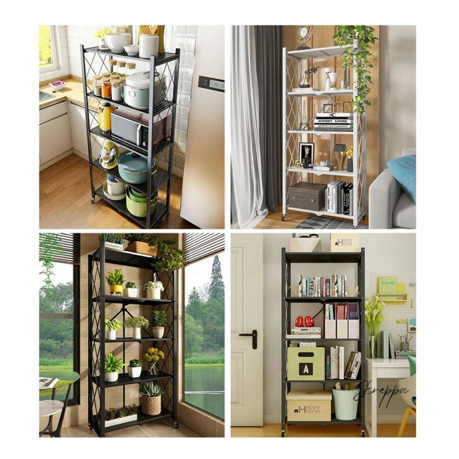 キッチンラック おしゃれ オープンシェルフ 折りたたみ 本棚 3段 組立品 4段 ディスプレイ 食器棚 収納 収納ラック レンジボード 食器棚 ゴミ箱 ゴミ箱ラック |  | 04