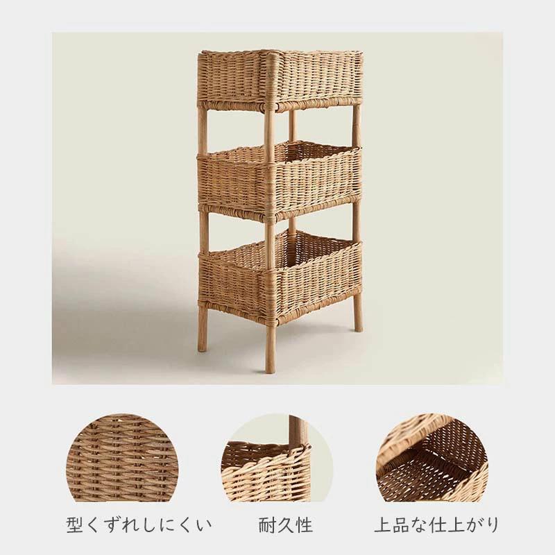 ラタン 3段 ラック 籐 ラタン 収納ラック 収納ワゴン 籐家具 ラタン ランドリー サニタリー 脱衣カゴ キッチンワゴン ワゴン ラック 隙間収納 ネイル キッチン |  | 03