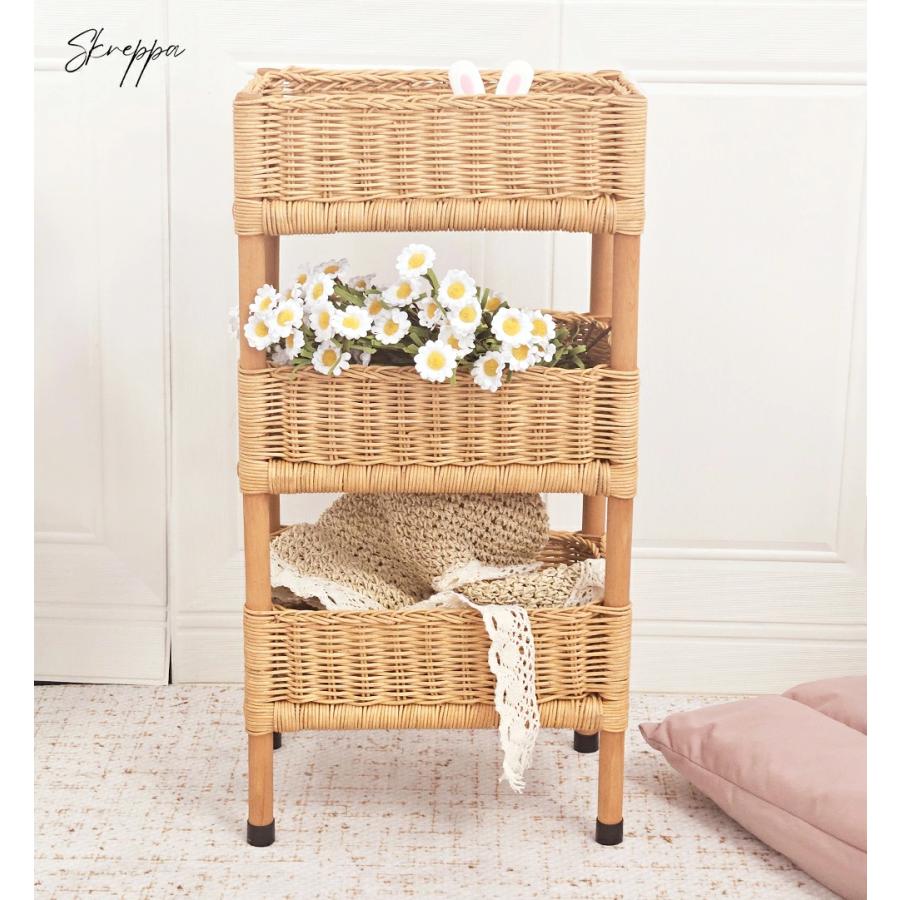 ラタン 3段 ラック 籐 ラタン 収納ラック 収納ワゴン 籐家具 ラタン ランドリー サニタリー 脱衣カゴ キッチンワゴン ワゴン ラック 隙間収納 ネイル キッチン |  | 06