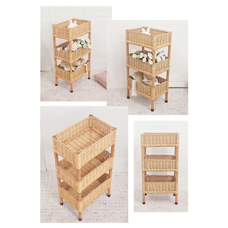 ラタン 3段 ラック 籐 ラタン 収納ラック 収納ワゴン 籐家具 ラタン ランドリー サニタリー 脱衣カゴ キッチンワゴン ワゴン ラック 隙間収納 ネイル キッチン |  | 07