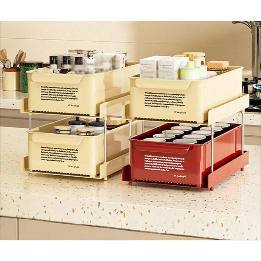 収納ラック 引き出し 棚 机上ラック スライド ラック キッチンラック キッチン収納 スリム 隙間収納 調味料収納 おしゃれ スリム シンク下 食卓 調味料ラック |  | 13