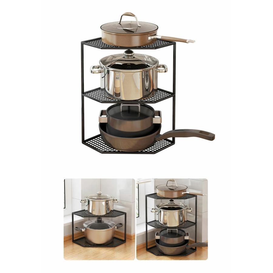 コーナーラック ２段 シンク下収納 棚 ラック 三角 コーナーラック キッチン収納 ラック スリム 調味料 収納 キッチン収納ラック 台所収納 組み立てが簡単 |  | 07