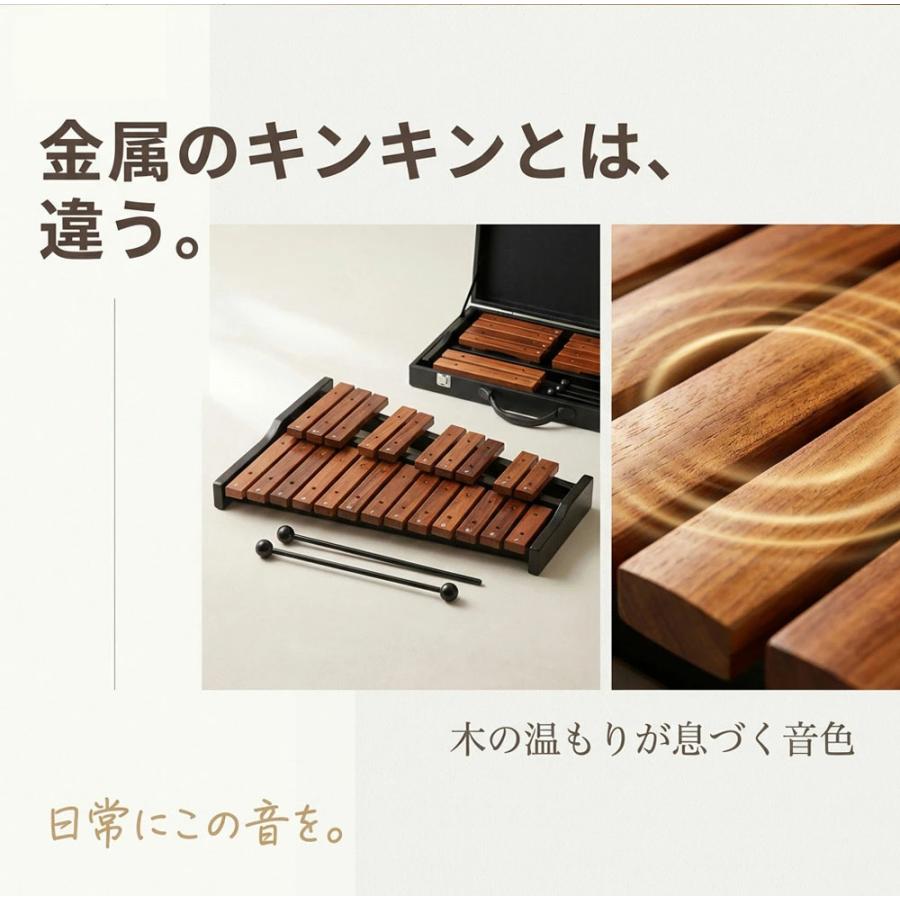 木琴 25音 卓上木琴 天然木 木製 シロフォン 収納ケース付き お手入れ