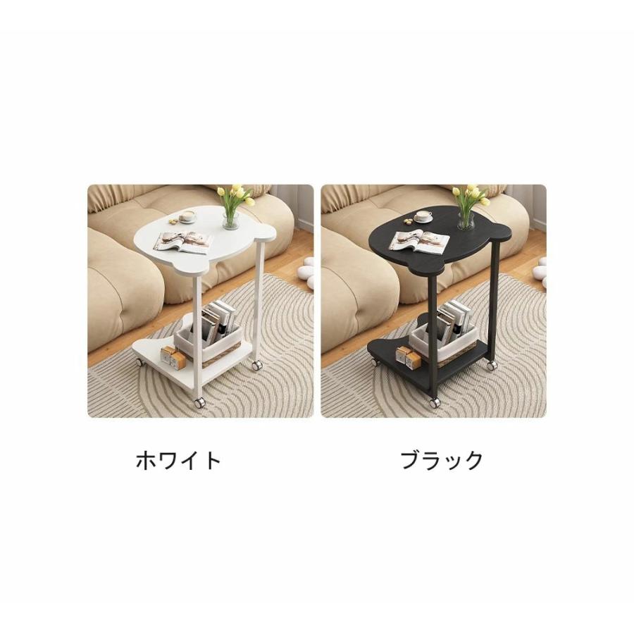 サイドテーブル 360度回転 ミニデスク 高さ55cm コの字型テーブル