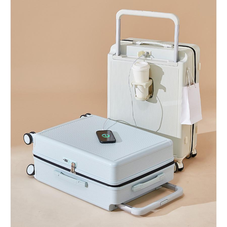 B4U スーツケース グリッド 多機能 20/24インチ 機内持込み USB