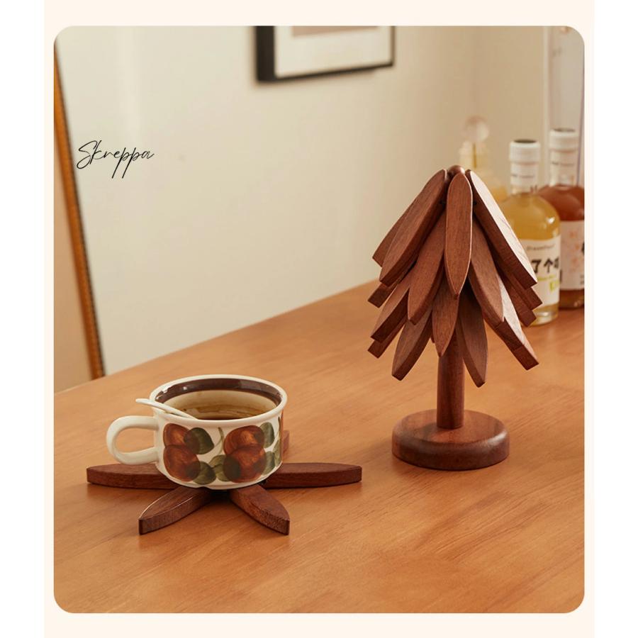 クリスマスツリー 卓上 木製 コースター 3枚セット 5枚セット
