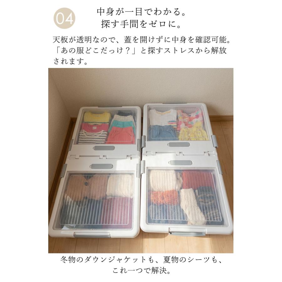 ベッド下収納ボックス 透明蓋付き 引き出し式 キャスター付き 収納