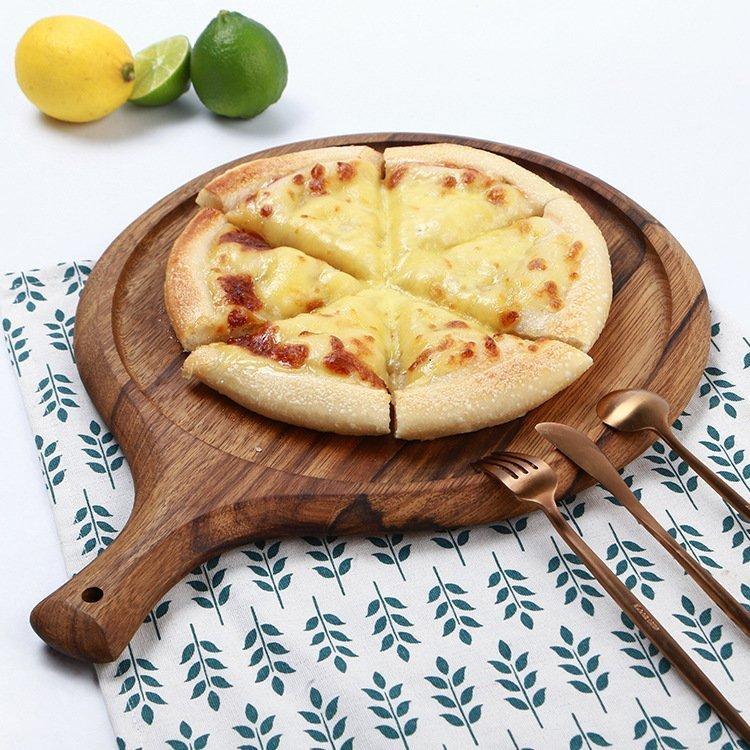 木製食器 ピザ皿 ライトブラウン 丸型 木製プレート 皿 木の皿