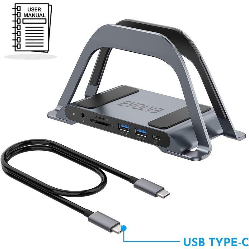 EVOLVEノートパソコン 台 付きUSBcドッキングステーション? Type c ハブ 4Kドッキングステーション 2*HDMI、macb 付きUSBcドッキングステーション Type ハブ 4Kドッキングステーション 2*HDMI macb