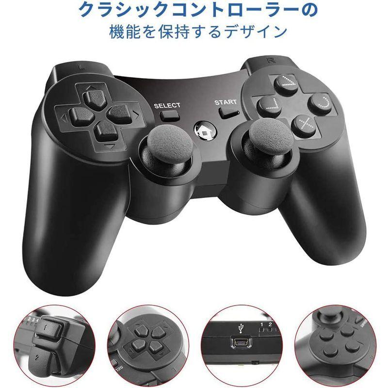 半額SALE／ PS3 コントローラー PS3 USB 充電式 ワイヤレスコントローラー ケーブル Bluetooth ワイヤレス ゲームパッド  振動機能 プレイステーション3（PS3）