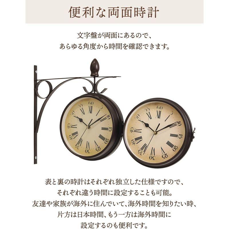 高評価!UPstore レトロ調 両面壁掛け時計 (両面 アンティーク調 ダブルフェイスクロック ウォールクロック おしゃれ タイプ) メンズ腕時計 TooTa ヴィンテージレトロアナログ目覚まし時計 4インチ チッキング 小さな時計 ナイトライト付き 電池式 シンプルデザイン リビングル