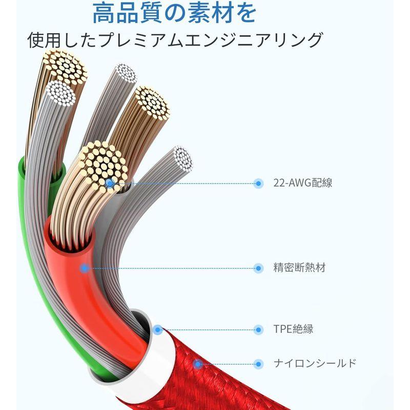 最大83％オフ！ 首佩 LEDディスプレイ高耐久ナイロン 2M S10 S10 QC3.0対応 Galaxy ケーブル USB-C USB-A 5A  PCケーブル、コネクタ