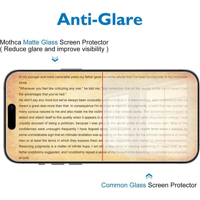 Mothca アンチグレア iPhone 15 Pro対応 ガラスフィルム 保護フィルム 強化ガラス サラサラ タッチ感 ゲームフィルム ガ｜benzaitenten｜02