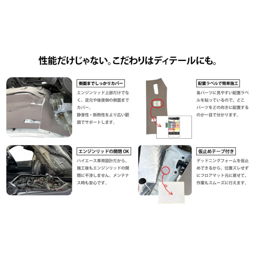 【生産終了】後継品「200HA-EGR-S2-U」発売中! be on sound 200系ハイエース エンジンルーム防音・断熱セット 標準ボディ・2シート専用 200HA-EGRD-SP |  | 06