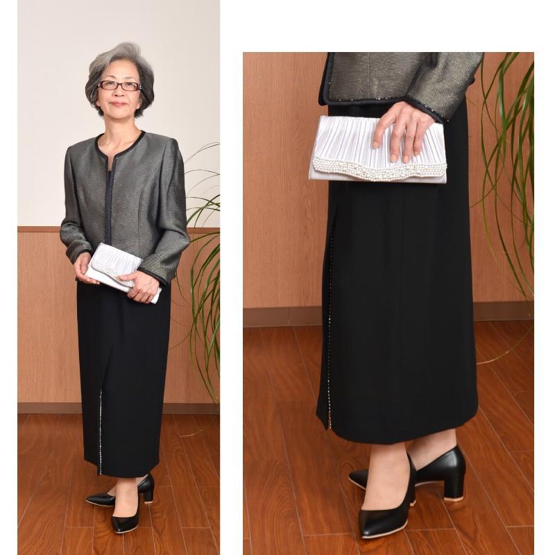 ドレス レンタル 5点セット セットアップ スリットスカート ブラックシルバーラウンドネック 13号 | ブランド登録なし | 01