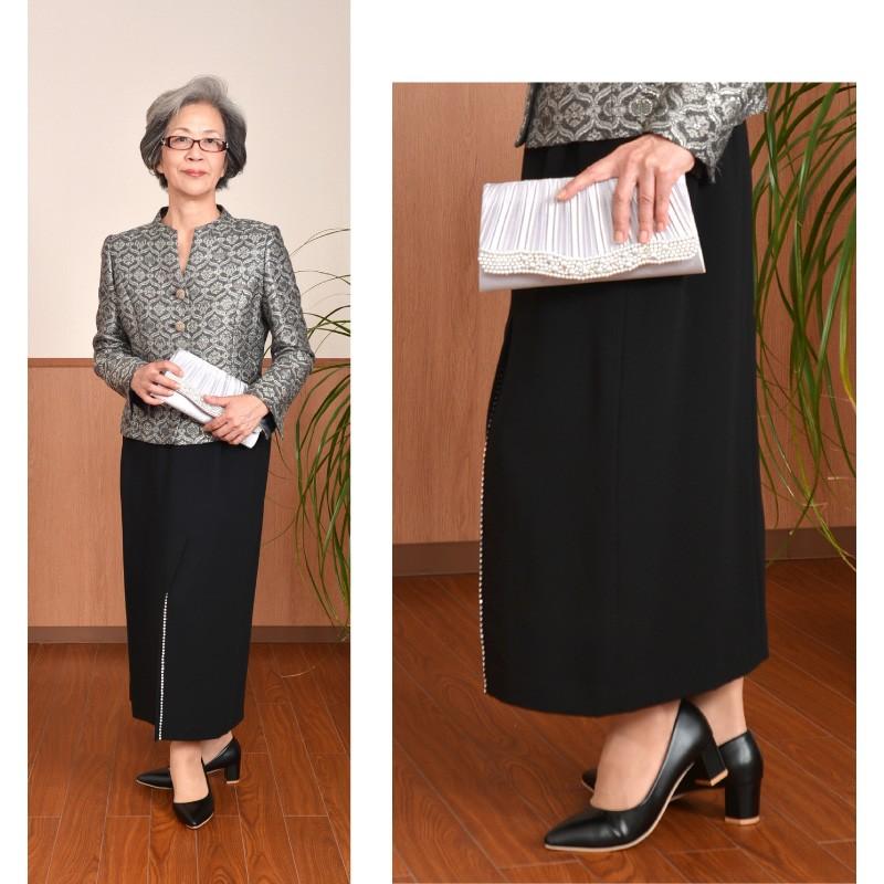 ドレス レンタル 5点セット セットアップ スリットスカート (マーメイドスカート) シルバー スタンド カラー 11号 | ブランド登録なし | 04