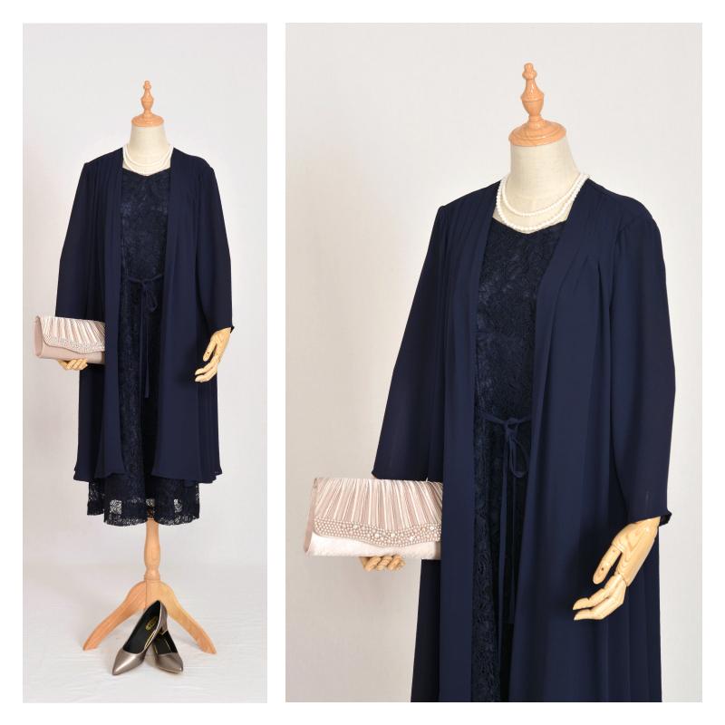 ドレス レンタル 5点セット ネイビー グレー グリーン レース ワンピース L (9〜13号) / LL(13〜15号) | ブランド登録なし | 15