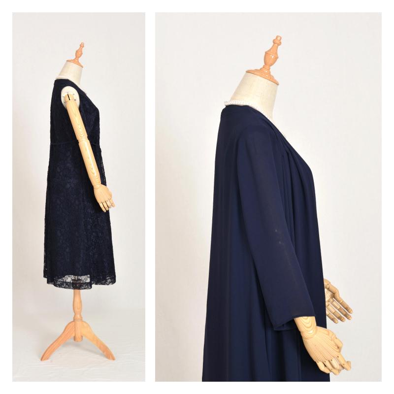 ドレス レンタル 5点セット ネイビー グレー グリーン レース ワンピース L (9〜13号) / LL(13〜15号) | ブランド登録なし | 16