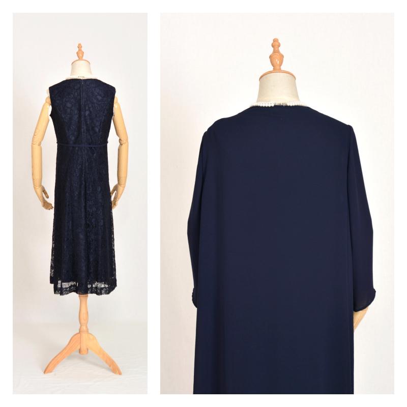 ドレス レンタル 5点セット ネイビー グレー グリーン レース ワンピース L (9〜13号) / LL(13〜15号) | ブランド登録なし | 17