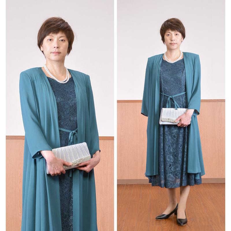 どりあんこリーフ柄ドレス ケープ付きワンピース ネイビーとグリーン L 楽天市場】【期間限定クーポン配布】 大きいサイズレディース